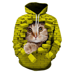 3D Graphic Printed Hoodies Cat