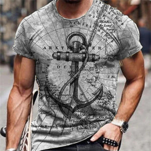 3D Graphic Printed Short Sleeve Shirts Rudder