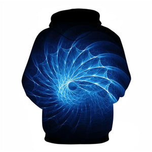 3D Graphic Printed Hoodies Blue Vortex