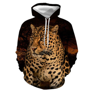 3D Graphic Printed Hoodies Leopard