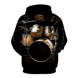 3D Graphic Printed Hoodies Drum Set