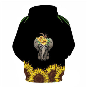 3D Graphic Printed Hoodies Elephant