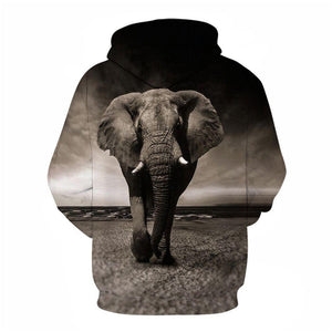 3D Graphic Printed Hoodies Elephant