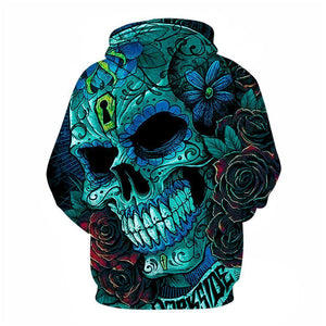 3D Graphic Printed Hoodies Skull