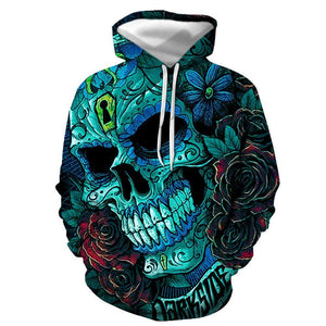 3D Graphic Printed Hoodies Skull