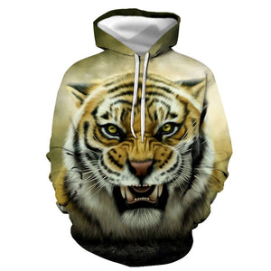 3D Graphic Printed Hoodies Tiger