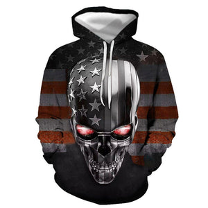 3D Graphic Printed Hoodies The Metal Skull