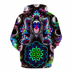 3D Graphic Printed Hoodies Monkey