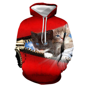 3D Graphic Printed Hoodies Cat