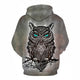 3D Graphic Printed Hoodies Owl