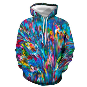 3D Graphic Printed Hoodies Colorful Lines