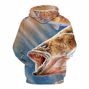 3D Graphic Printed Hoodies Ferocious Fish