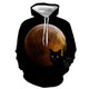 3D Graphic Printed Hoodies Moon & Cat