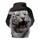 3D Graphic Printed Hoodies White Tiger