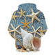 3D Graphic Printed Hoodies Conch & Starfish