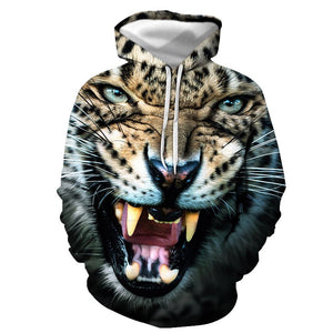 3D Graphic Printed Hoodies Fierce Tiger