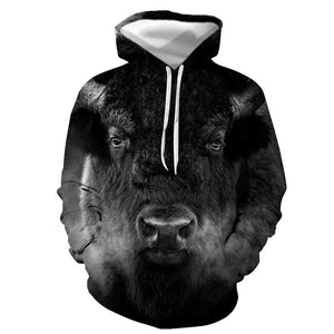 3D Graphic Printed Hoodies Cow