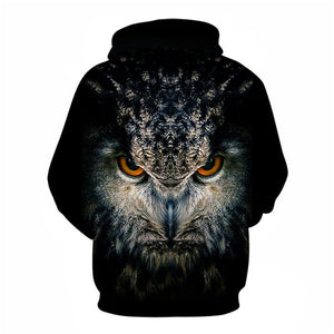 3D Graphic Printed Hoodies Owl