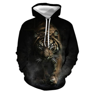 3D Graphic Printed Hoodies Tiger