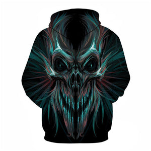 3D Graphic Printed Hoodies Skull