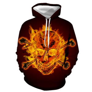 3D Graphic Printed Hoodies Skull