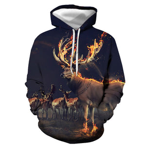 3D Graphic Printed Hoodies Wapiti